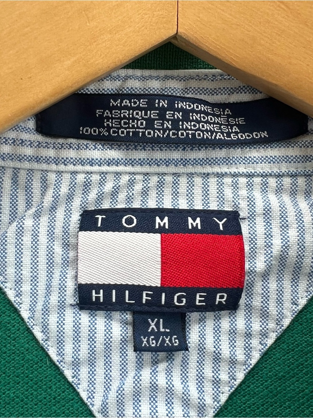 Vintage Tommy Hilfiger Polo Shirt Mens XL Green Embroidered Crest Logo Cotton - Picture 8 of 14